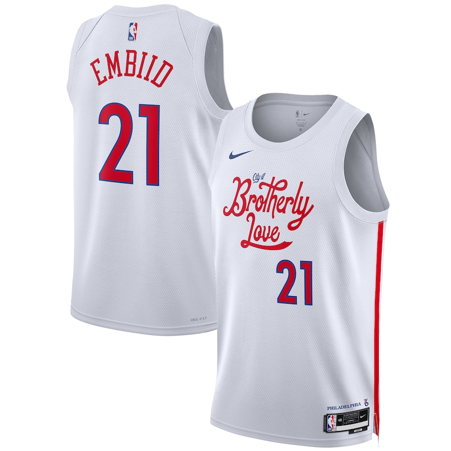 Philadelphia 76ers #21 Joel Embiid Unisex White 2022-23 Swingman Jersey - City Edition