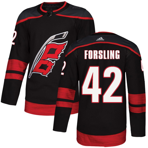 Adidas Carolina Hurricanes #42 Gustav Forsling Black Alternate Authentic Stitched Jersey Men's