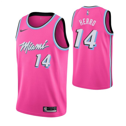 Miami Heat #14 Tyler Herro Mens Pink Swingman Earned Edition Jersey Mens