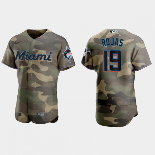 Miami Miami Marlins #19 Miguel Rojas Men's 2021 Armed Forces Day Authentic Jersey -Camo Men's