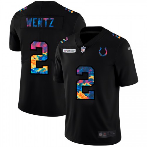 Indianapolis Indianapolis Colts #2 Carson Wentz Men's Multi-Color Black 2020 Crucial Catch Vapor Untouchable Limited Jersey Men's