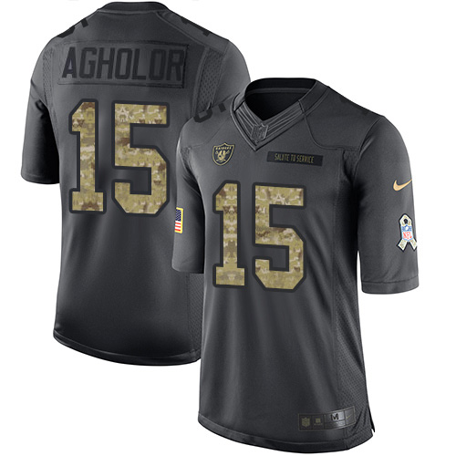 Las Vegas Raiders #15 Nelson Agholor Black Youth Stitched Limited 2016 Salute to Service Jersey Youth