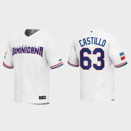 Diego Castillo Dominican Republic Baseball 2023 World Baseball Classic Replica Jersey – White