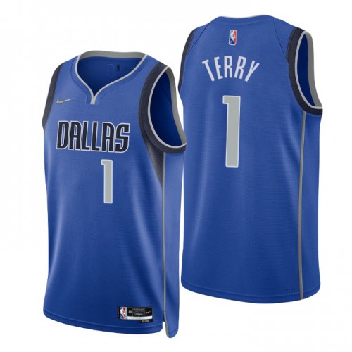 Dallas Mavericks #1 Tyrell Terry Blue Mens 2021-22 75th Anniversary Diamond Swingman Jersey - Icon Edition Mens