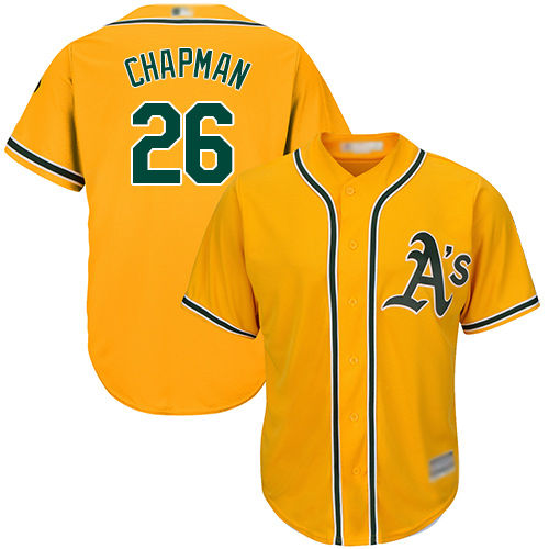 Oakland Athletics #26 Matt Chapman Gold Cool Base Stitched Youth Jersey Youth