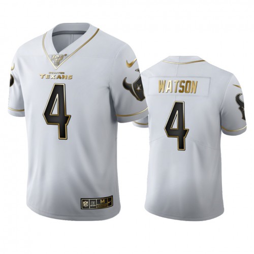 Houston Houston Texans #4 DeAndre Hopkins Watson Men's White Golden Edition Vapor Limited 100 Jersey Men's