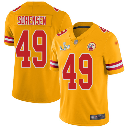 Kansas City Chiefs #49 Daniel Sorensen Gold Men's Super Bowl LV Bound Stitched Limited Inverted Legend Jersey Men's