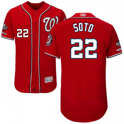 Washington Nationals #22 Juan Soto Red Flexbase Authentic Collection 2019 World Series Champions Stitched Jersey Men's