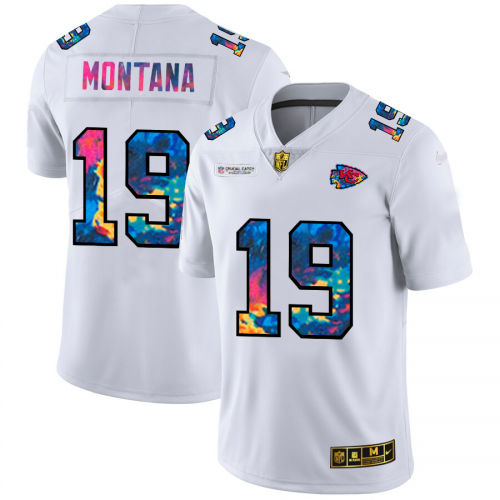 Kansas City Kansas City Chiefs #19 Joe Montana Men's White Multi-Color 2020 Crucial Catch Limited Jersey Men's