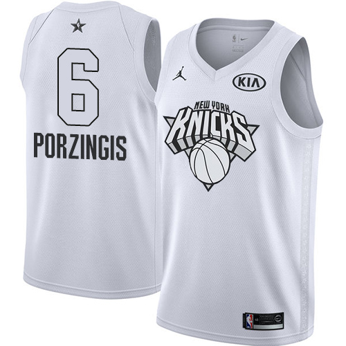 New York Knicks #6 Kristaps Porzingis White Youth Jordan Swingman 2018 All-Star Game Jersey Youth