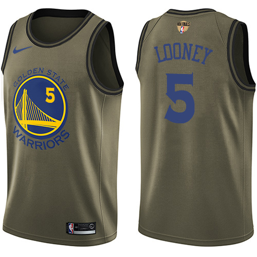 Golden State Warriors #5 Kevon Looney Green Salute to Service The Finals Patch Swingman Jersey Mens