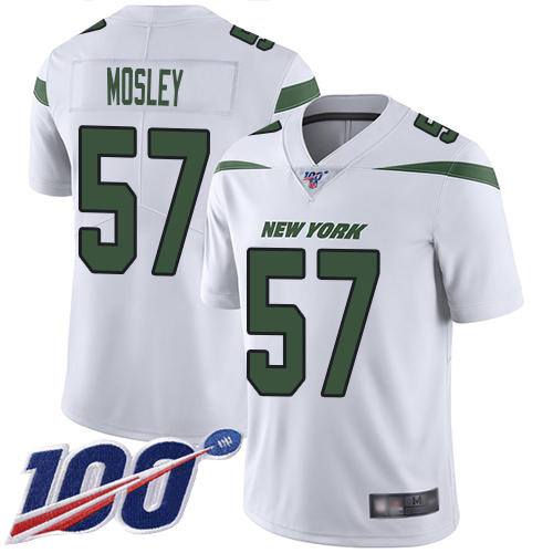 Jets #57 C.J. Mosley White Men's Stitched 100th Season Vapor Limited Jersey