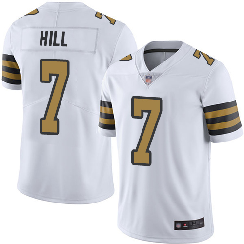 Saints #7 Taysom Hill White Youth Stitched Limited Rush Jersey
