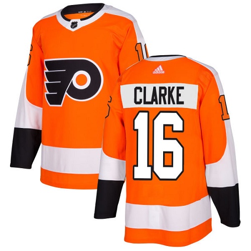 Adidas Philadelphia Flyers #16 Bobby Clarke Orange Home Authentic Stitched Jersey Men's