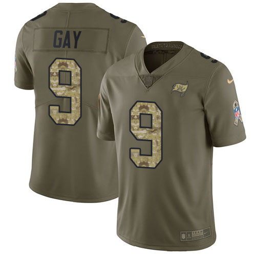 Tampa Bay Buccaneers #9 Matt Gay Olive/Camo Men's Stitched Limited 2017 Salute To Service Jersey Men's