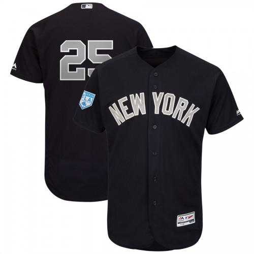 New York Yankees #25 Gleyber Torres Navy Alternate 2019 Spring Training Flex Base Stitched Jersey Men's