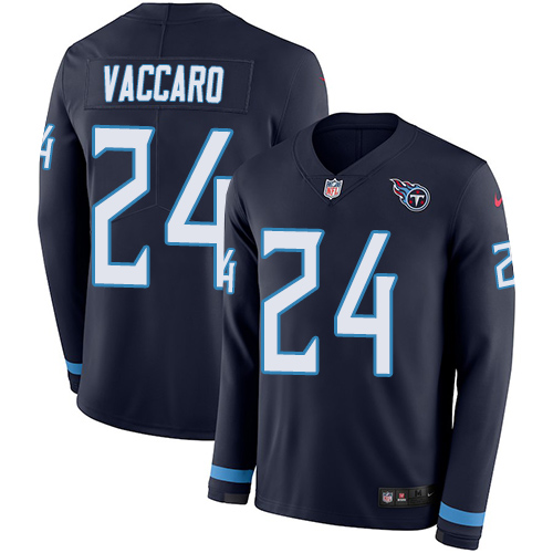 Tennessee Titans #24 Kenny Vaccaro Navy Blue Team Color Men's Stitched Limited Therma Long Sleeve Jersey Men's