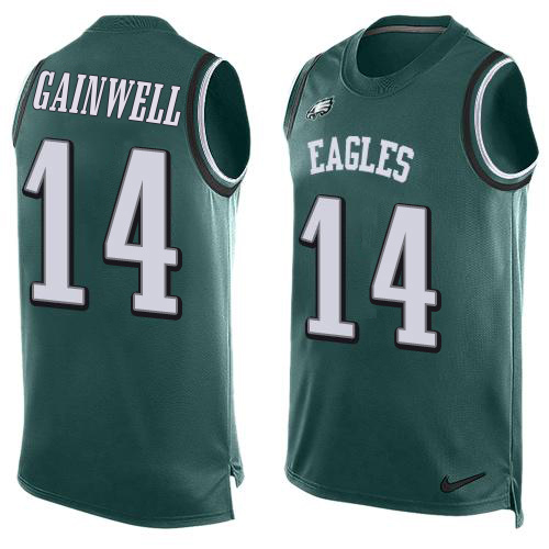 Eagles #14 Kenneth Gainwell Green Team Color Men's Stitched Limited Tank Top Jersey