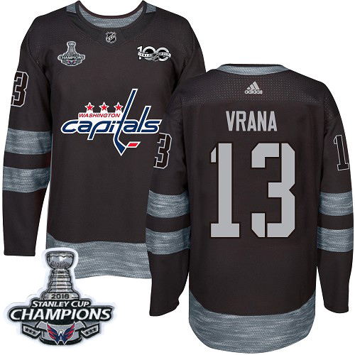 Adidas Washington Capitals #13 Jakub Vrana Black 1917-2017 100th Anniversary Stanley Cup Final Champions Stitched Jersey Men's