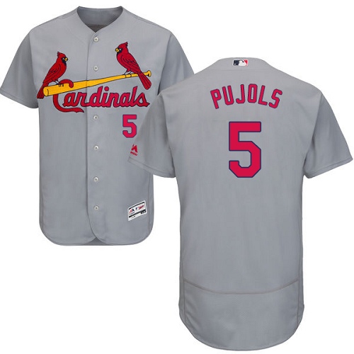 St.Louis Cardinals #5 Albert Pujols Grey Flexbase Authentic Collection Stitched Jersey Men's