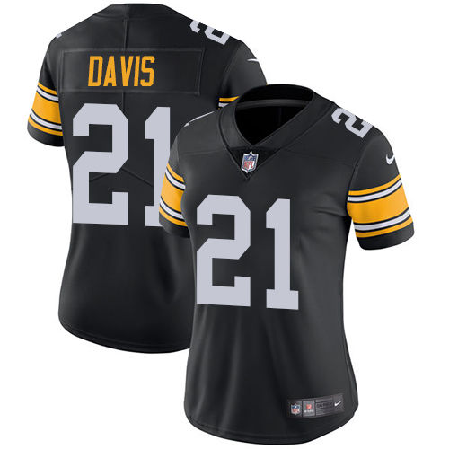 Pittsburgh Steelers #21 Sean Davis Black Alternate Women's Stitched Vapor Untouchable Limited Jersey Womens