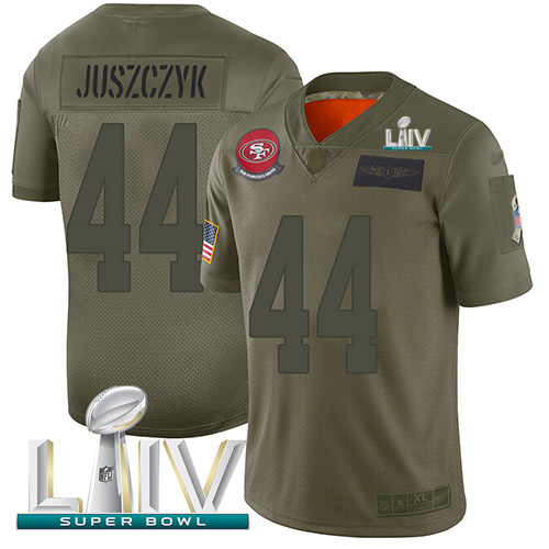 49ers #44 Kyle Juszczyk Camo Super Bowl LIV 2020 Youth Stitched Limited 2019 Salute To Service Jersey