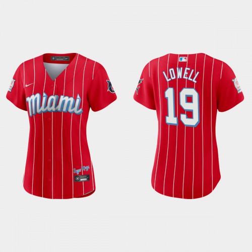 Miami Miami Marlins #19 Mike Lowell Women's 2021 City Connect Authentic Jersey Red Womens