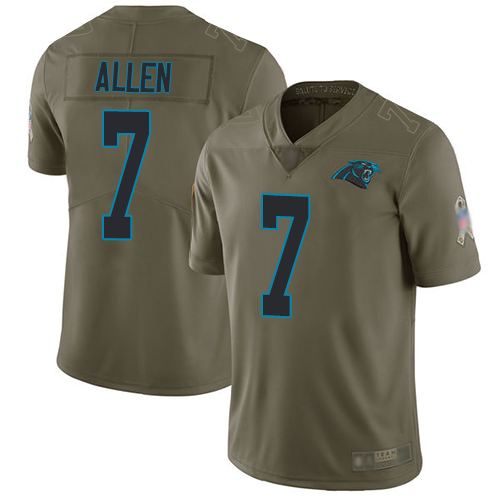 Carolina Panthers #7 Kyle Allen Olive Men's Stitched Limited 2017 Salute To Service Jersey Men's