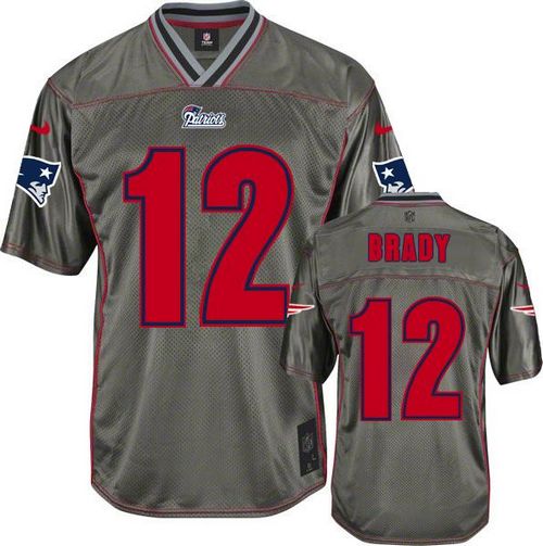 Patriots #12 Tom Brady Grey Youth Stitched Elite Vapor Jersey