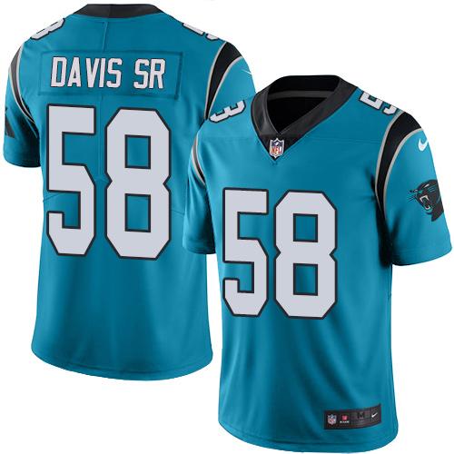 Carolina Panthers #58 Thomas Davis Sr Blue Alternate Men's Stitched Vapor Untouchable Limited Jersey Men's