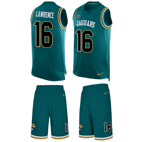 Jaguars #16 Trevor Lawrence Teal Green Alternate Men's Stitched Limited Tank Top Suit Jersey