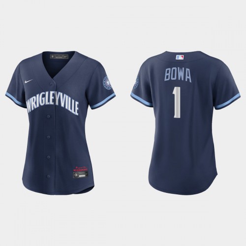 Chicago Chicago Cubs #1 Larry Bowa Women's 2021 City Connect Navy Jersey Womens