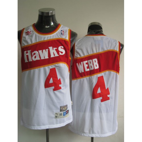 Atlanta Hawks #4 Spud Webb White Stitched Throwback Jersey Mens