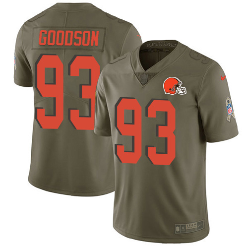 Cleveland Browns #93 B.J. Goodson Olive Men's Stitched Limited 2017 Salute To Service Jersey Men's