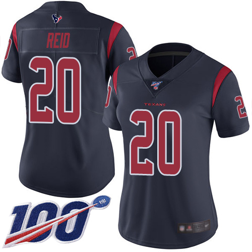 Houston Texans #20 Justin Reid Navy Blue Women's Stitched Limited Rush 100th Season Jersey Womens