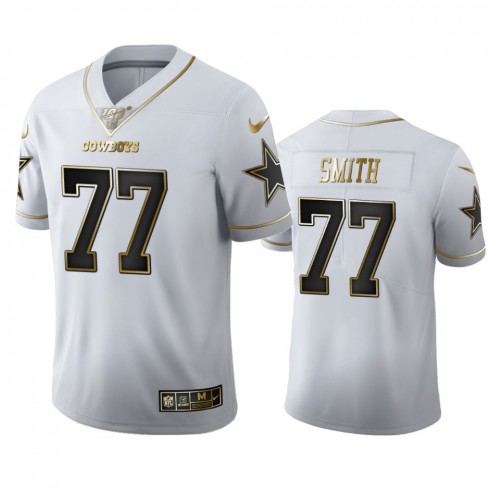 Dallas Dallas Cowboys #77 Tyron Smith Men's White Golden Edition Vapor Limited 100 Jersey Men's