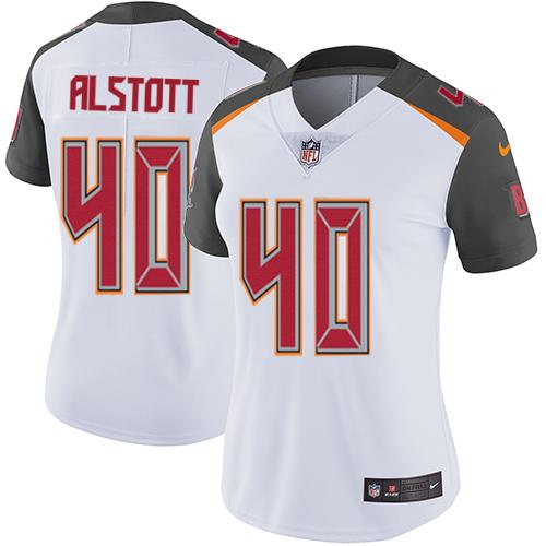 Buccaneers #40 Mike Alstott White Women's Stitched Vapor Untouchable Limited Jersey