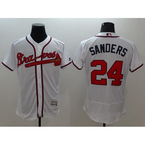 Atlanta Braves #24 Deion Sanders White Flexbase Authentic Collection Stitched Jersey Men's