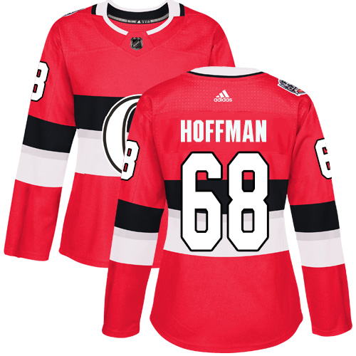 Adidas Ottawa Senators #68 Mike Hoffman Red Authentic 2017 100 Classic Women's Stitched Jersey Womens