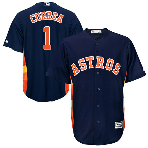 Houston Astros #1 Carlos Correa Navy Blue New Cool Base Stitched Jersey Men's