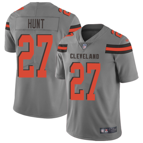 Cleveland Browns #27 Kareem Hunt Gray Youth Stitched Limited Inverted Legend Jersey Youth