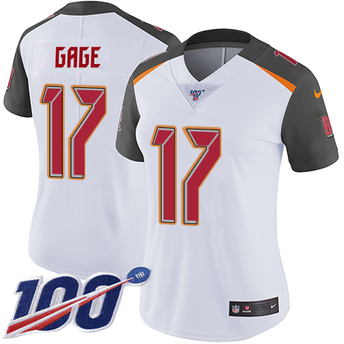 Buccaneers #17 Russell Gage White Women's Stitched 100th Season Vapor Untouchable Limited Jersey
