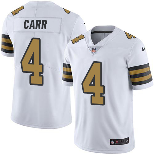 Saints #4 Derek Carr White Men's Stitched Limited Rush Jersey
