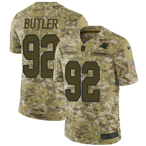 Carolina Panthers #92 Vernon Butler Camo Men's Stitched Limited 2018 Salute To Service Jersey Men's