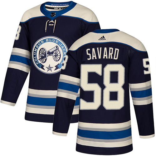 Adidas Columbus Blue Jackets #58 David Savard Navy Blue Alternate Authentic Stitched Jersey Men's