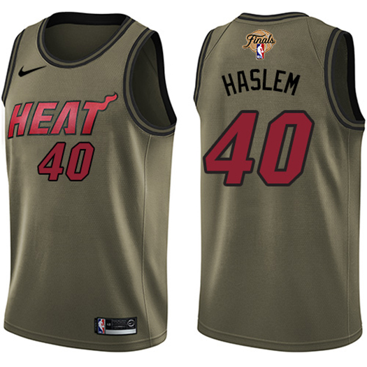 Heat #40 Udonis Haslem Green Salute To Service 2023 Finals Patch Swingman Jersey