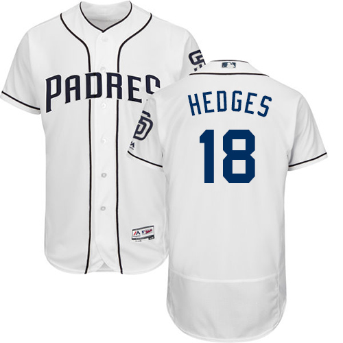 San Diego Padres #18 Austin Hedges White Flexbase Authentic Collection Stitched Jersey Men's
