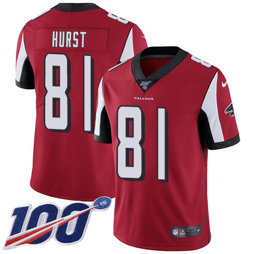 Atlanta Falcons #81 Hayden Hurst Red Team Color Men's Stitched 100th Season Vapor Untouchable Limited Jersey Men's