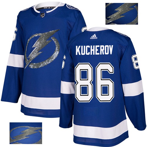 Adidas Tampa Bay Lightning #86 Nikita Kucherov Blue Home Authentic Fashion Gold Stitched Jersey Men's