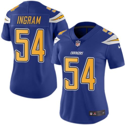 Los Angeles Chargers #54 Melvin Ingram Electric Blue Women's Stitched Limited Rush Jersey Womens